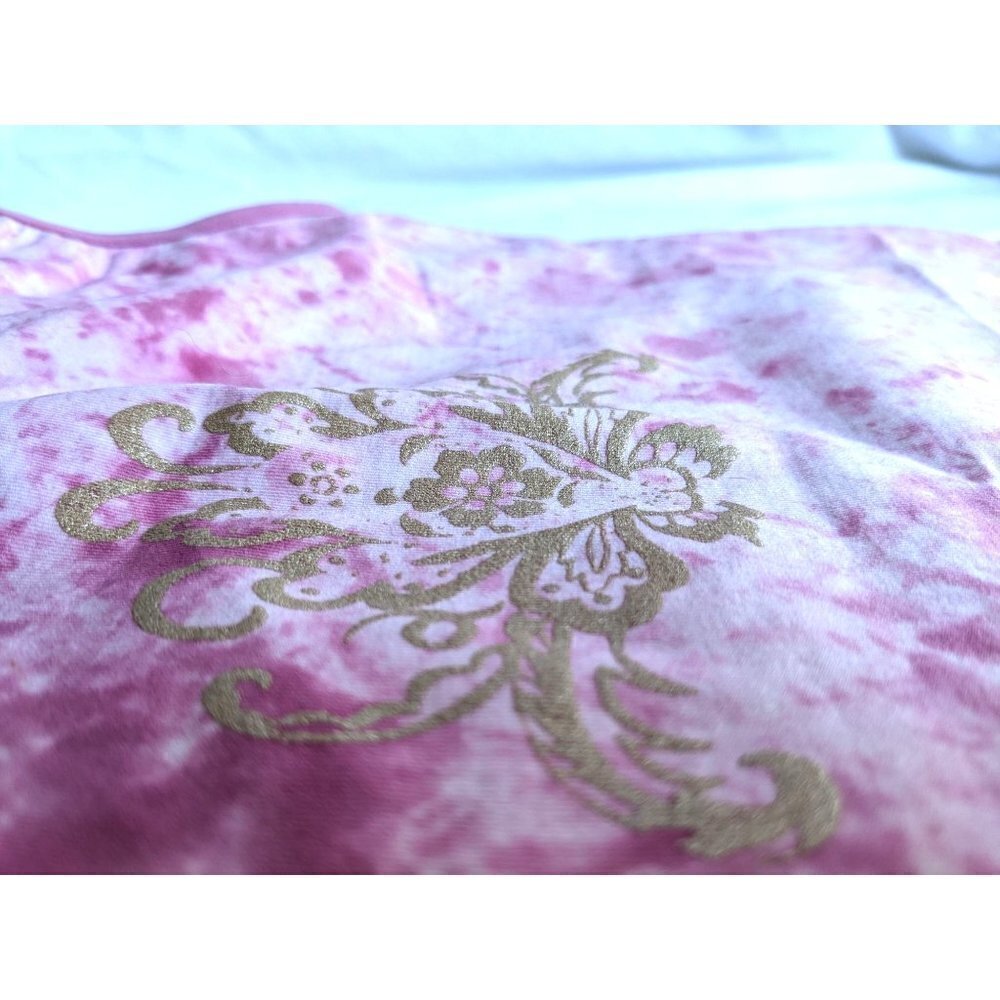 ATHLETA Pink Tank Top Tie Dye with Golden Swirl Decal Size S - Picture 2 of 7